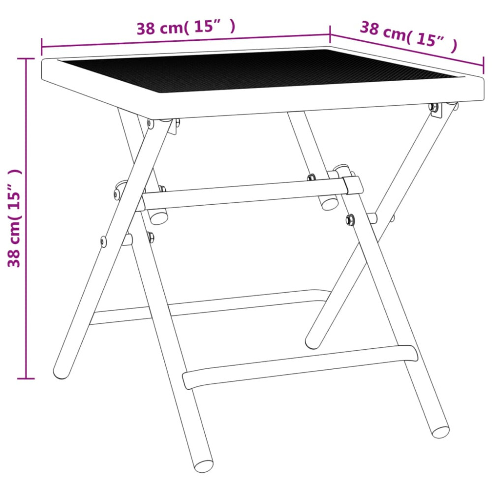 Produktbild för Trädgårdsbord hopfällbart antracit 38x38x38 cm stålnät