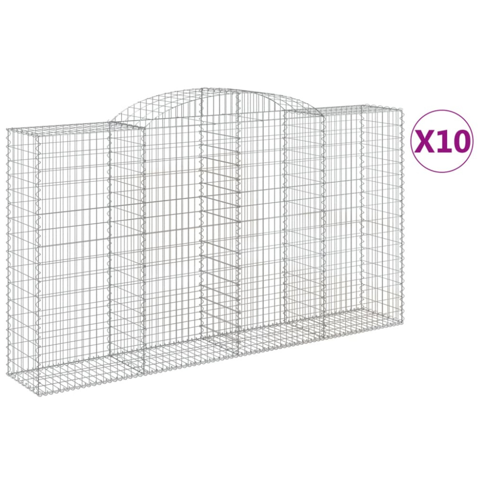 Produktbild för Gabioner bågformade 10 st 300x50x160/180 cm galvaniserat järn