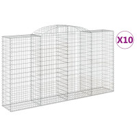 Produktbild för Gabioner bågformade 10 st 300x50x160/180 cm galvaniserat järn