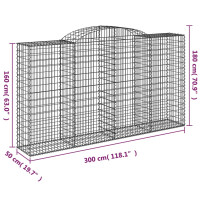 Produktbild för Gabioner bågformade 8 st 300x50x160/180 cm galvaniserat järn