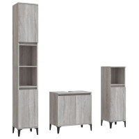 Miniatyr av produktbild för Badrumsmöbler set 3 delar grå sonoma konstruerat trä