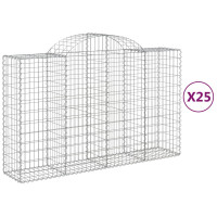 Produktbild för Gabioner bågformade 25 st 200x50x120/140 cm galvaniserat järn