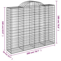 Produktbild för Gabioner bågformade 7 st 200x50x160/180 cm galvaniserat järn