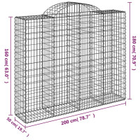 Produktbild för Gabioner bågformade 11 st 200x50x160/180 cm galvaniserat järn