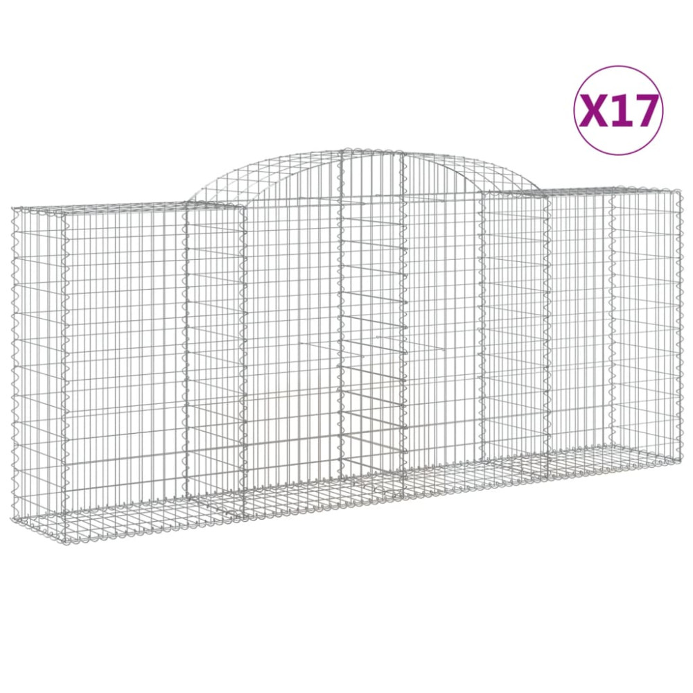 Produktbild för Gabioner bågformade 17 st 300x50x120/140 cm galvaniserat järn