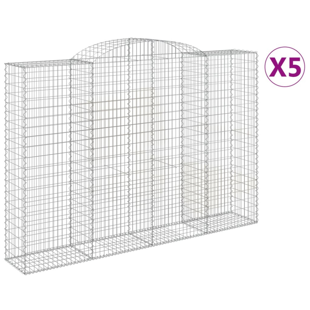 Produktbild för Gabioner bågformade 5 st 300x50x200/220 cm galvaniserat järn