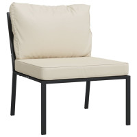 Produktbild för Loungegrupp för trädgården med sandfärgade dynor 5 delar stål
