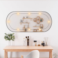 Produktbild för Väggspegel med LED-belysning 45x100 cm glas oval