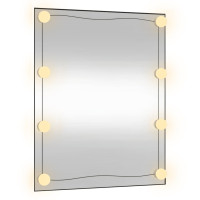 Produktbild för Väggspegel med LED-belysning 50x60 cm glas rektangulär