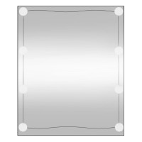 Produktbild för Väggspegel med LED-belysning 50x60 cm glas rektangulär