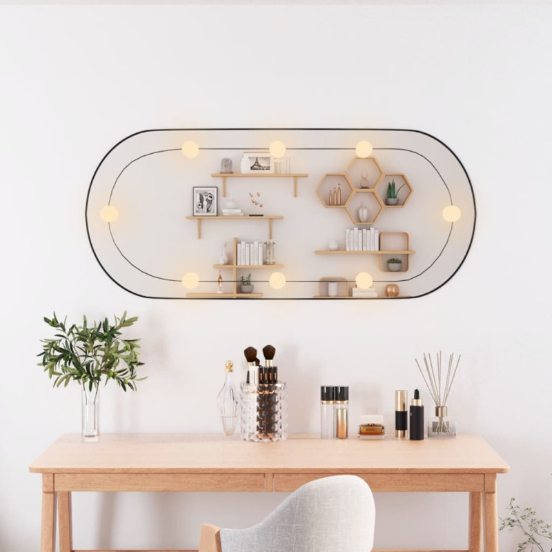 Produktbild för Väggspegel med LED-belysning 40x90 cm glas oval