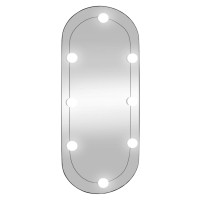 Produktbild för Väggspegel med LED-belysning 35x80 cm glas oval