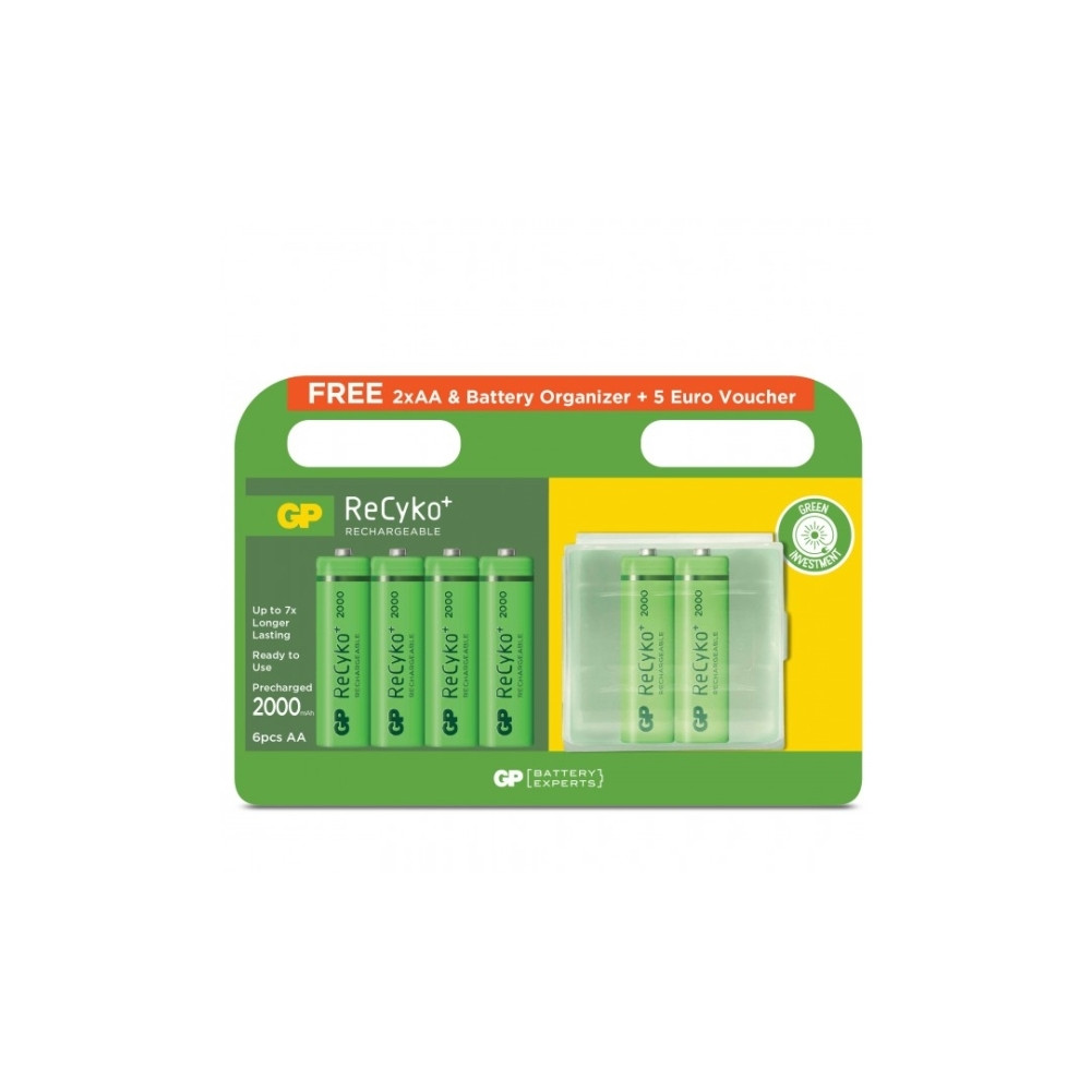 Produktbild för GP Batterier ReCyko+ AA uppladdningsbara batterier 2000 mAh