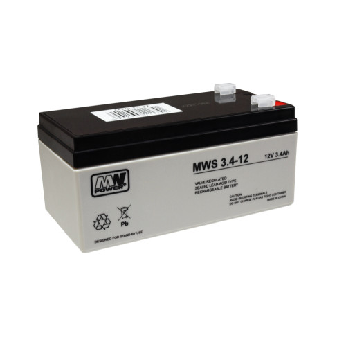 Mw Power MW Power MWS 3.4-12 UPS-batterier Slutna blybatterier (VRLA) 12 V 3,4 Ah