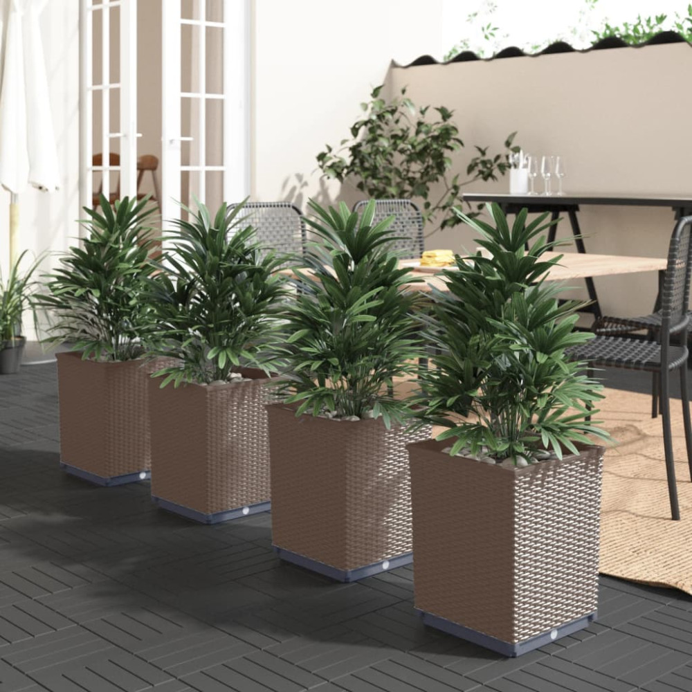 Produktbild för Odlingslådor 4 st brun 30x30x37 cm polypropylen