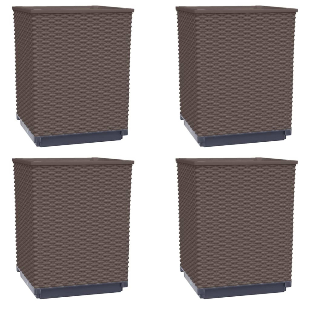 Produktbild för Odlingslådor 4 st brun 30x30x37 cm polypropylen