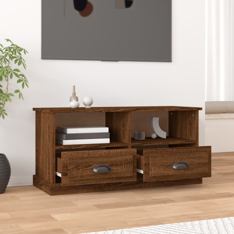 Produktbild för Tv-bänk brun ek 93x35,5x45 cm konstruerat trä