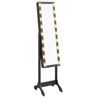 Miniatyr av produktbild för Fristående spegel med LED svart 34x37x146 cm