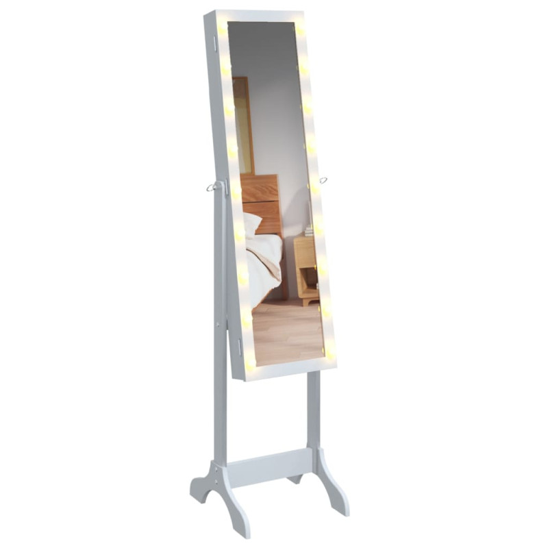 Produktbild för Fristående spegel med LED vit 34x37x146 cm