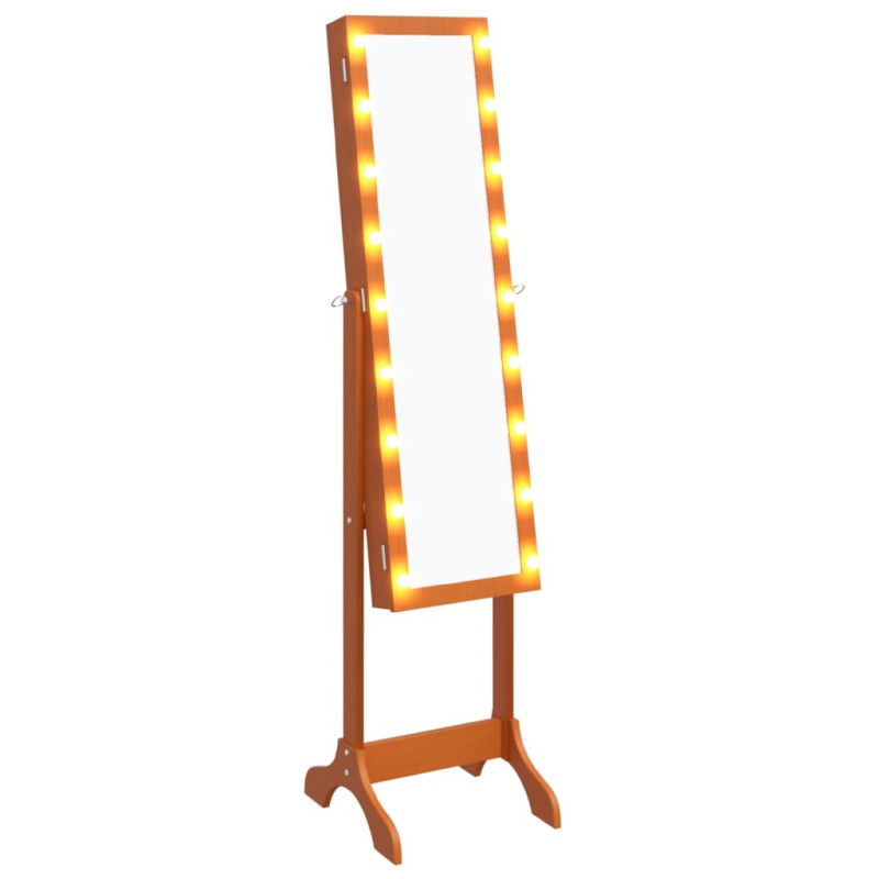 Produktbild för Fristående spegel med LED 34x37x146 cm