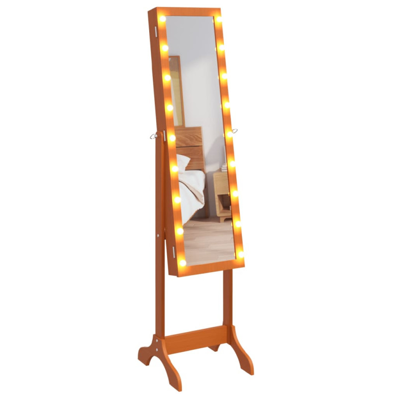 Produktbild för Fristående spegel med LED 34x37x146 cm