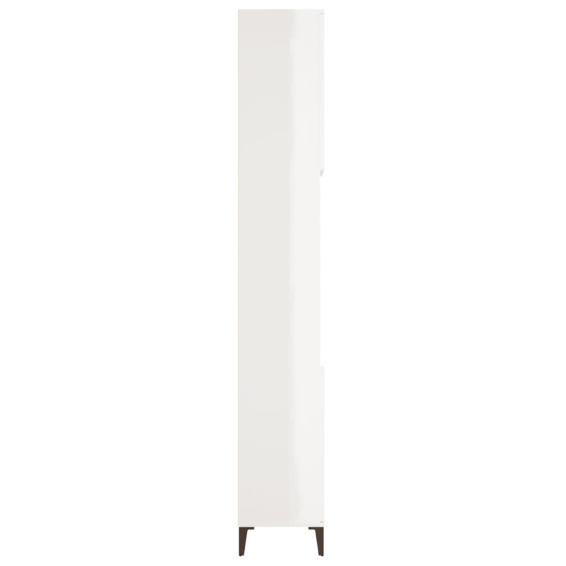 Produktbild för Badrumsskåp vit högglans 30x30x190 cm konstruerat trä