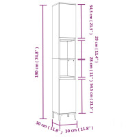 Produktbild för Badrumsskåp betonggrå 30x30x190 cm konstruerat trä