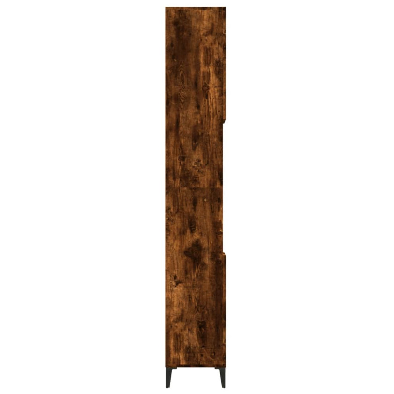 Produktbild för Badrumsskåp rökfärgad ek 30x30x190 cm konstruerat trä