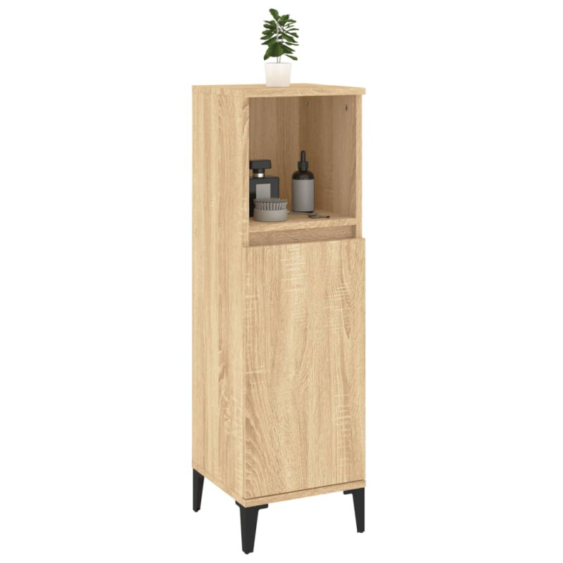 Produktbild för Badrumsskåp sonoma-ek 30x30x100cm konstruerat trä