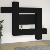 Miniatyr av produktbild för TV-skåp 9 delar svart konstruerat trä