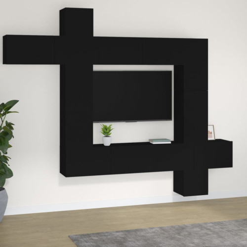vidaXL TV-skåp 9 delar svart konstruerat trä
