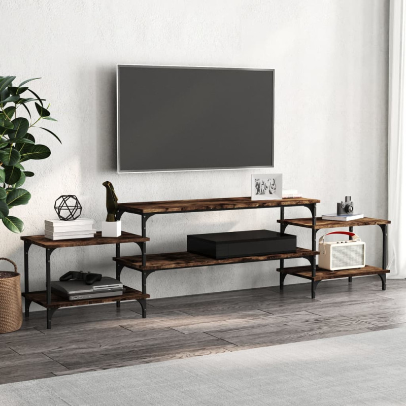 Produktbild för Tv-bänk rökfärgad ek 197x35x52 cm konstruerat trä
