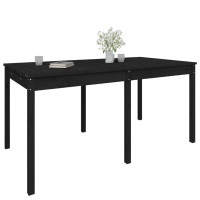 Produktbild för Trädgårdsbord svart 159,5x82,5x76 cm massiv furu