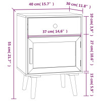 Miniatyr av produktbild för Sängbord vit 40x30x55 cm konstruerat trä