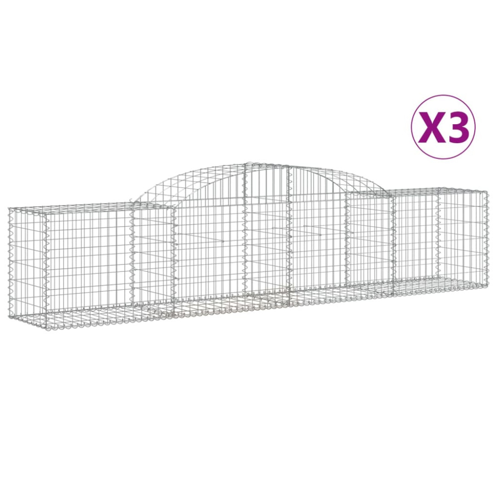 Produktbild för Gabioner bågformade 3 st 300x50x60/80 cm galvaniserat järn