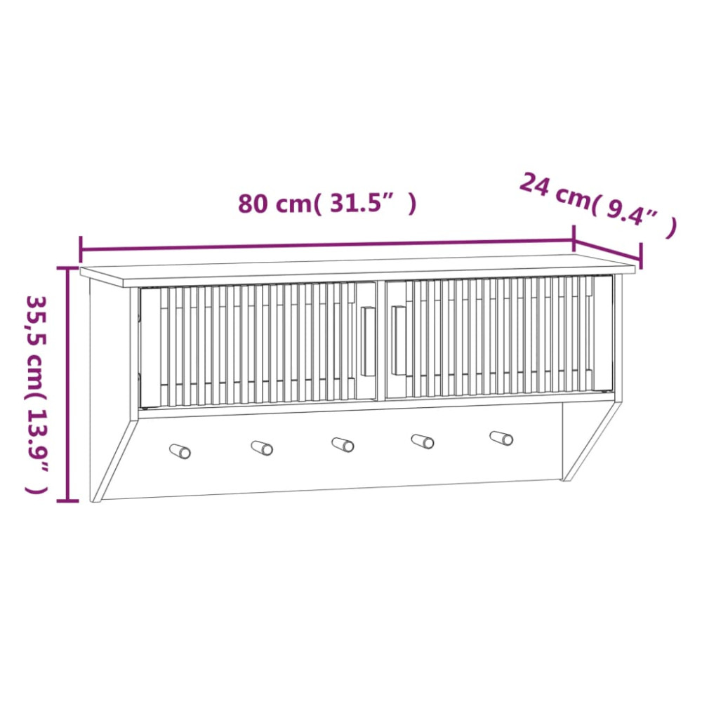 Köp Hatthylla med krokar vit 80x24x35,5 cm konstruerat trä o...