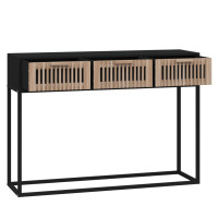 Produktbild för Konsolbord svart 105x30x75 cm konstruerat trä och järn