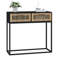Produktbild för Konsolbord svart 80x30x75 cm konstruerat trä och järn
