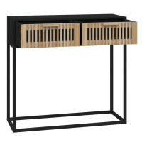 Produktbild för Konsolbord svart 80x30x75 cm konstruerat trä och järn