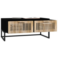 Produktbild för Soffbord svart 80x40x35 cm konstruerat trä och järn