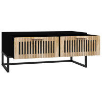Produktbild för Soffbord svart 80x40x35 cm konstruerat trä och järn