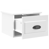 Produktbild för Väggmonterat sängbord vit högglans 41,5x36x28 cm