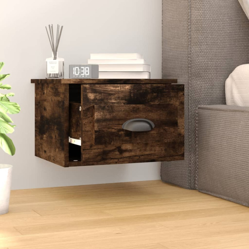 Produktbild för Väggmonterade sängbord 2 st rökfärgad ek 41,5x36x28 cm