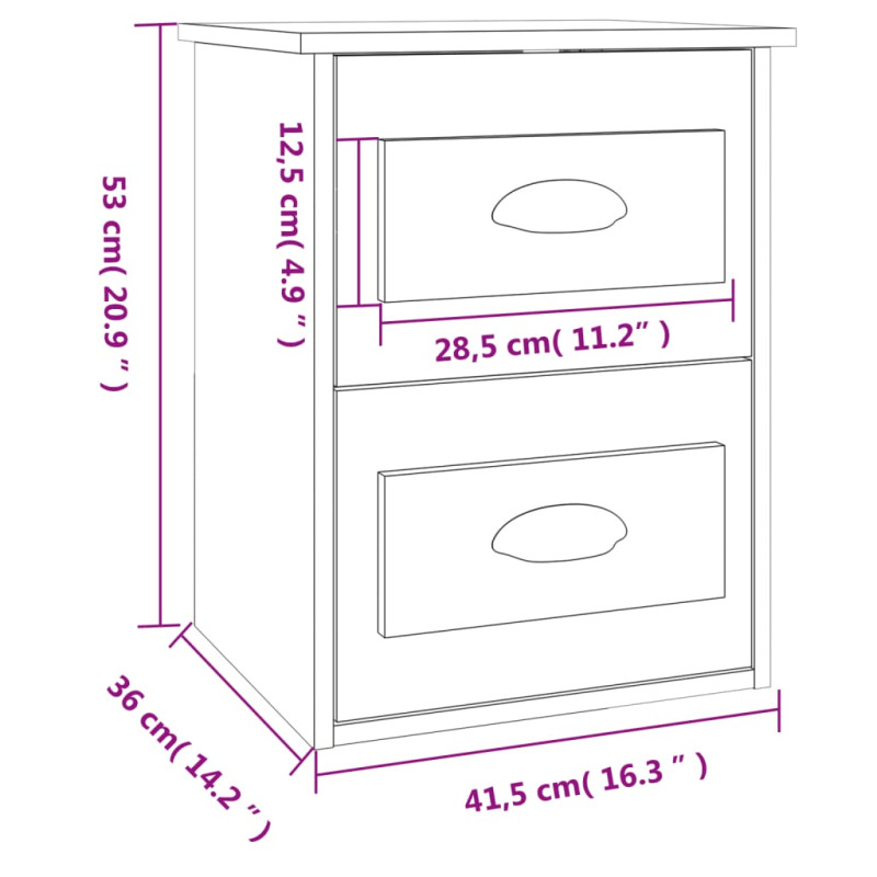 Produktbild för Väggmonterad sängbord rökfärgad ek 41,5x36x53cm