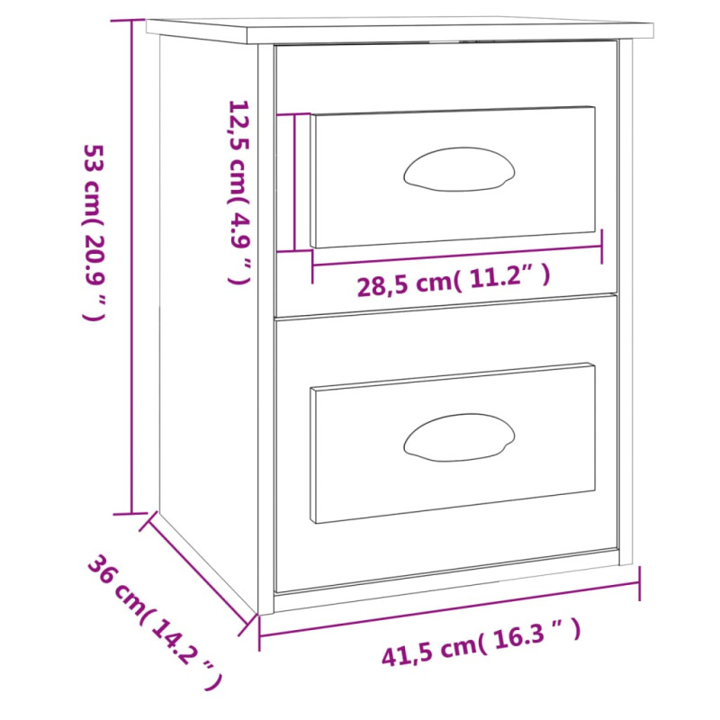 Produktbild för Väggmonterade sängbord svart 41,5x36x53cm
