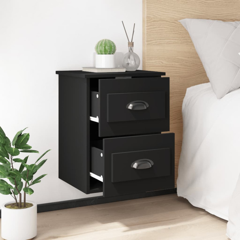 Produktbild för Väggmonterade sängbord svart 41,5x36x53cm
