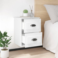 Miniatyr av produktbild för Väggmonterat sängbord vit högglans 41,5x36x53cm