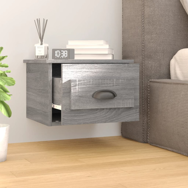 Produktbild för Väggmonterade sängbord grå sonoma 41,5x36x28 cm