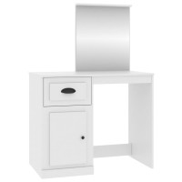 Produktbild för Sminkbord med spegel vit 90x50x132,5cm konstruerat trä