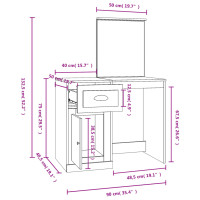 Produktbild för Sminkbord med spegel vit 90x50x132,5cm konstruerat trä